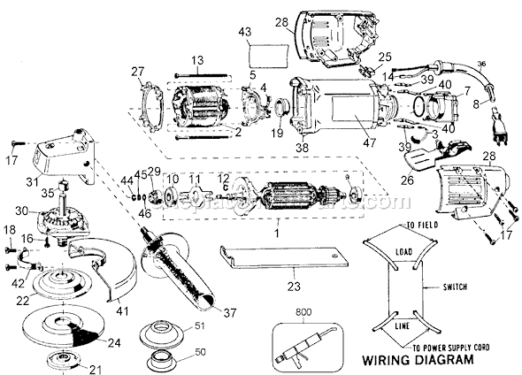 Page A Diagram and Parts List for 6930 Type 100 Black and Decker Angle Grinder
